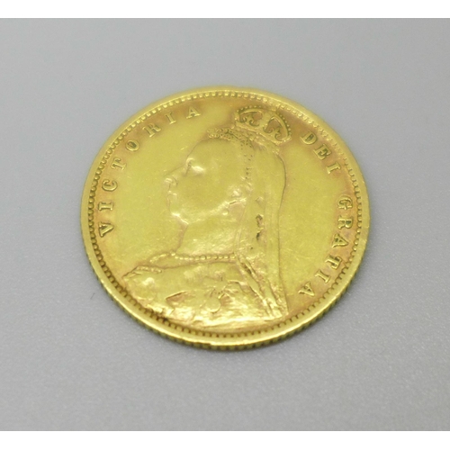 1078 - A Victorian 1892 shield back half sovereign