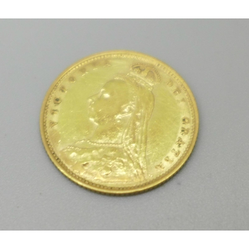 1080 - A Victorian 1892 shield back half sovereign