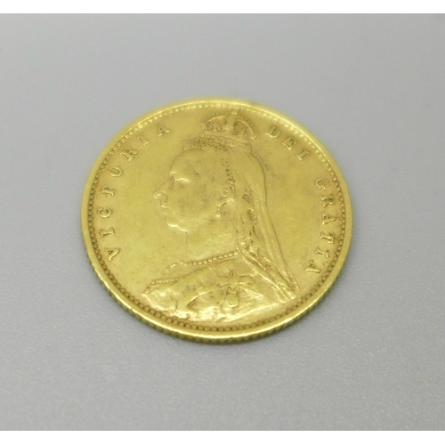 1083 - A Victorian 1892 shield back half sovereign