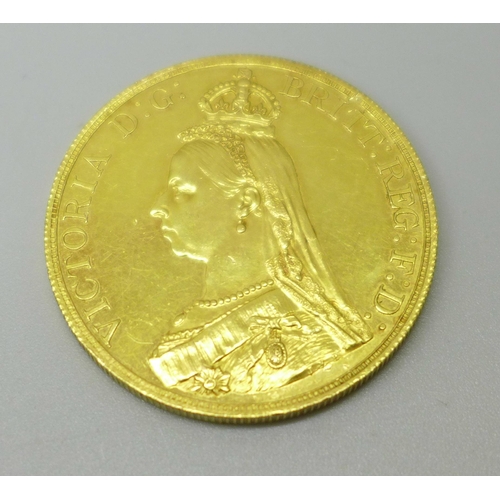 1094 - A Victorian 1887 Jubilee £5 sovereign