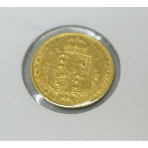 1095 - A Victorian 1892 shield back half sovereign