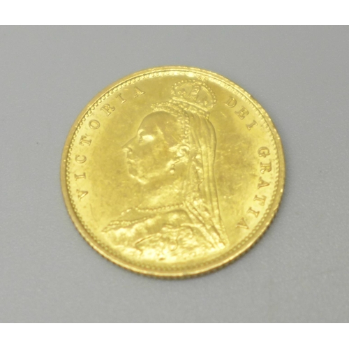 1096 - A Victorian 1887 shield back half sovereign