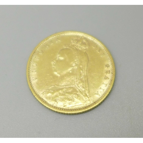 1097 - A Victorian 1892 shield back half sovereign