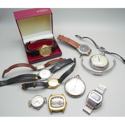 1124 - A collection of watches including a boxed gentleman's Rotary, two pocket watches, Tissot face