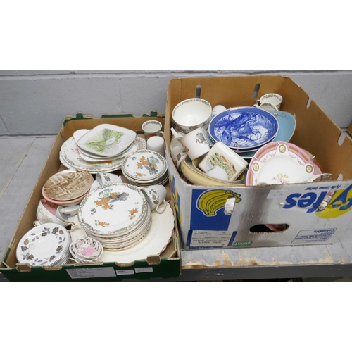 1132 - Two boxes of mixed decorative china, cloisonne vase, a/f, oriental china, etc. **PLEASE NOTE THIS LO... 