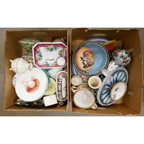 1141 - 19th and 20th Century mixed china including some damaged pieces, large loving cup, Donovan of Dublin... 