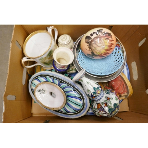 1141 - 19th and 20th Century mixed china including some damaged pieces, large loving cup, Donovan of Dublin... 