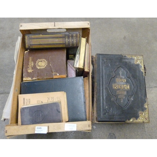 1145 - A Victorian family Bible, two volumes of Punch and other 19th/20th Century books **PLEASE NOTE THIS ... 