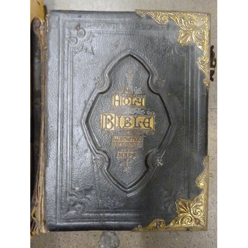 1145 - A Victorian family Bible, two volumes of Punch and other 19th/20th Century books **PLEASE NOTE THIS ... 