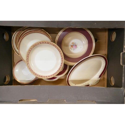 1147 - Four boxes of deep red coloured dinnerware including Crown Ducal **PLEASE NOTE THIS LOT IS NOT ELIGI... 