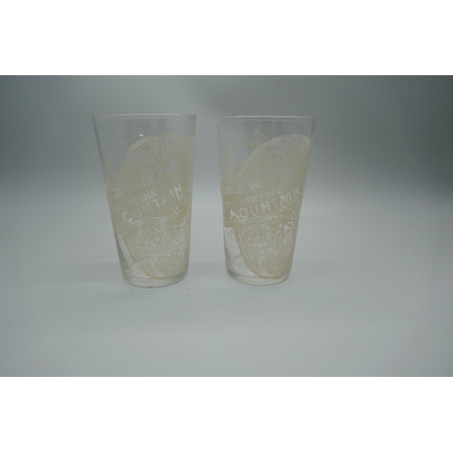 603 - A pair of Edward VII 1902 Robertson, Sanderson & Co., Leith, 'The Original Mountain Dew' glass tumbl... 