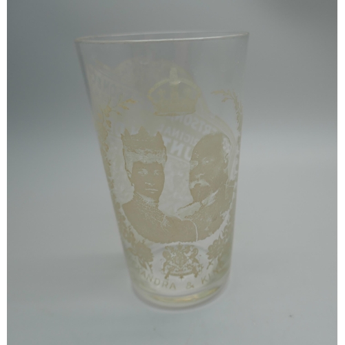 603 - A pair of Edward VII 1902 Robertson, Sanderson & Co., Leith, 'The Original Mountain Dew' glass tumbl... 