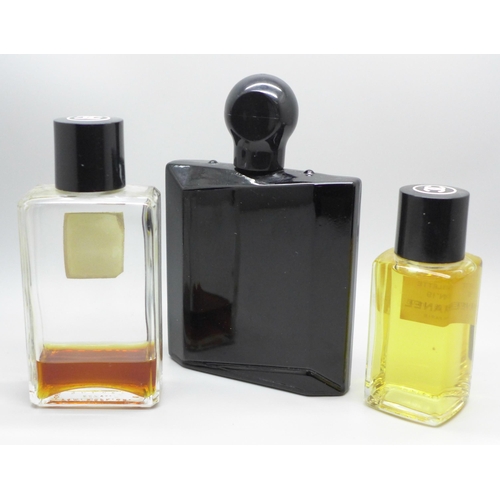 621 - Two bottles of Chanel perfume, one eau de toilette no.19 full bottle, a part filled bottle of Chanel... 