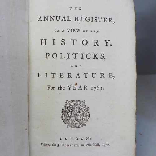 669 - Four antiquarian books, including The London General Gazetteer of the Known World, Vol II, 1825 and ... 