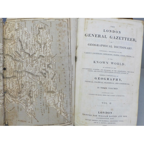 669 - Four antiquarian books, including The London General Gazetteer of the Known World, Vol II, 1825 and ... 