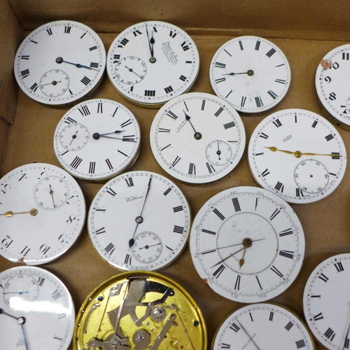 673 - Thirty-four pocket watch movements including Waltham, Vertex and Elgin