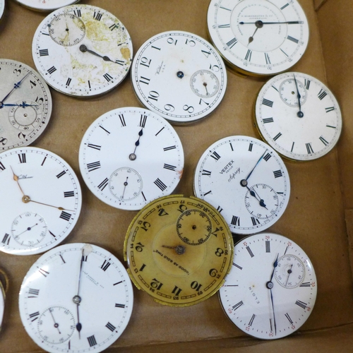 673 - Thirty-four pocket watch movements including Waltham, Vertex and Elgin