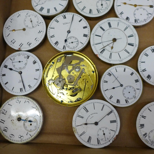 673 - Thirty-four pocket watch movements including Waltham, Vertex and Elgin