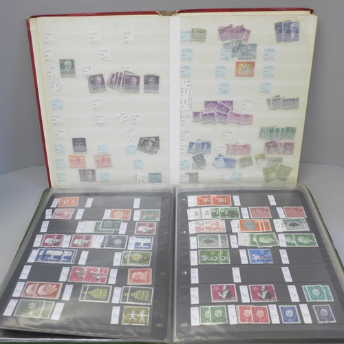 676 - Stamps; East and West German stamps in two stock books