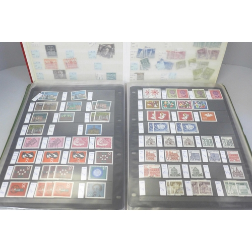 676 - Stamps; East and West German stamps in two stock books