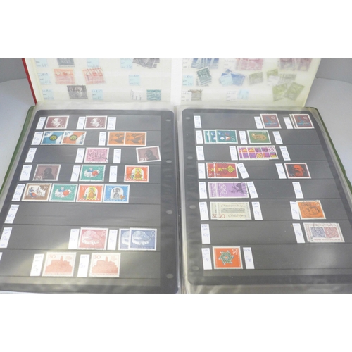 676 - Stamps; East and West German stamps in two stock books