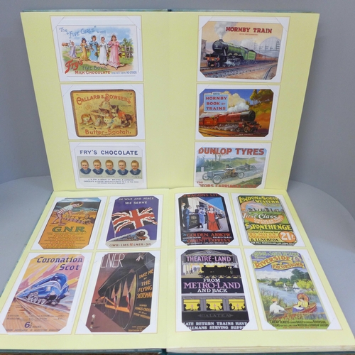 681 - Postcards; two albums of reproduction vintage advertising postcards (100)