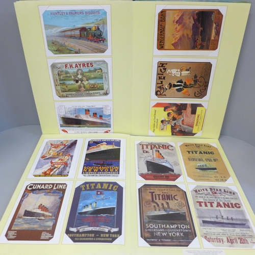 681 - Postcards; two albums of reproduction vintage advertising postcards (100)