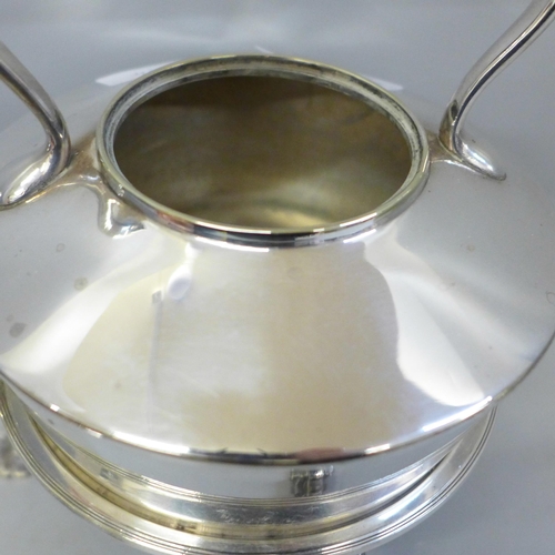 682 - A silver plated spirit kettle and stand