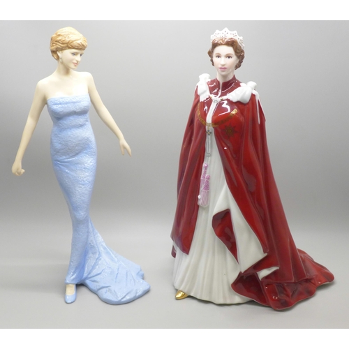 686 - A Royal Worcester 'In Celebration of The Queen's 80th Birthday 2006' figure, and a Royal Doulton Dia... 