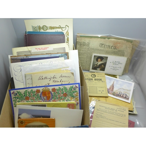 687 - Paper ephemera; a box of paper ephemera early 1800s onwards including well illusrated books on insec... 