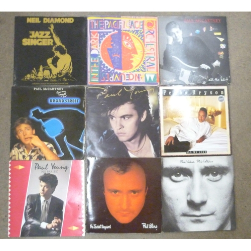 699 - A box of LP records, Paul McCartney, Wings, Rod Stewart, Santana, Steve Harley, Thin Lizzy, etc.