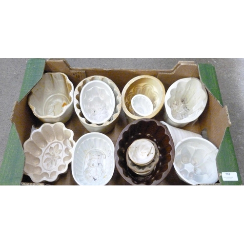 703 - A collection of Victorian salt glazed and other jelly moulds (13) **PLEASE NOTE THIS LOT IS NOT ELIG... 