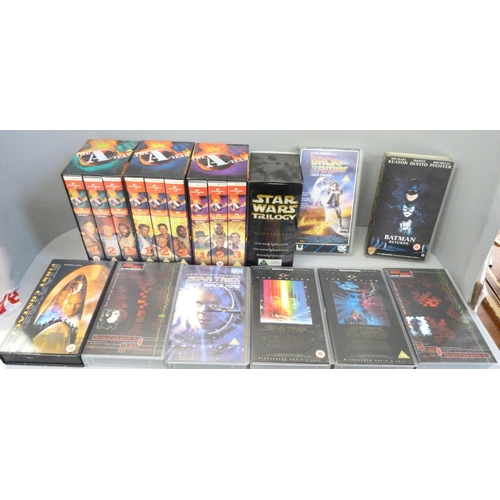 707 - A vintage set of VHS tapes including A-Team, Star Wars, Back To The Future, Star Trek, The Incredibl... 