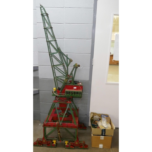 735A - Meccano, large model dockside crane, with a box of spares and a box of Meccano publications