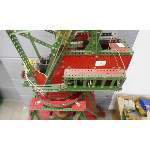 735A - Meccano, large model dockside crane, with a box of spares and a box of Meccano publications