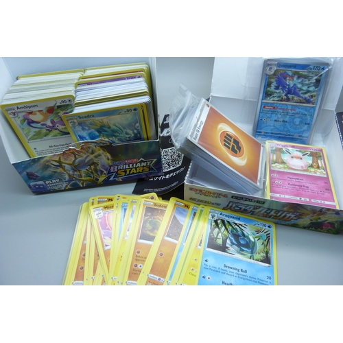 737 - 500+ Pokemon cards including Black Star rares and holographic cards in protective sleeves, cards com... 