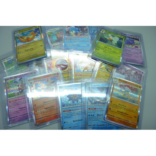 742 - Twenty x 151 Scarlet and Violet Pokemon cards, all Black Star rares, holographic and reverse hologra... 