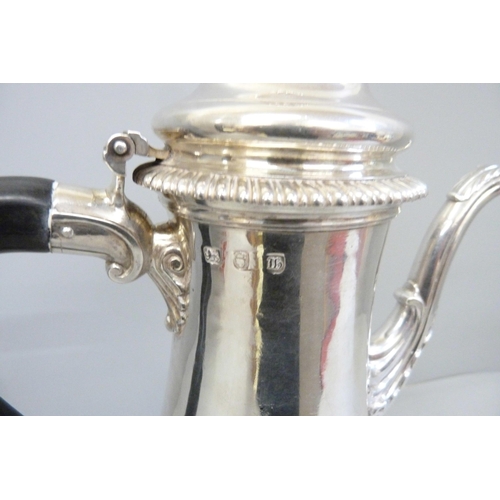 748 - A George III John Swift silver coffee pot, London 1763, 1055g, 29cm