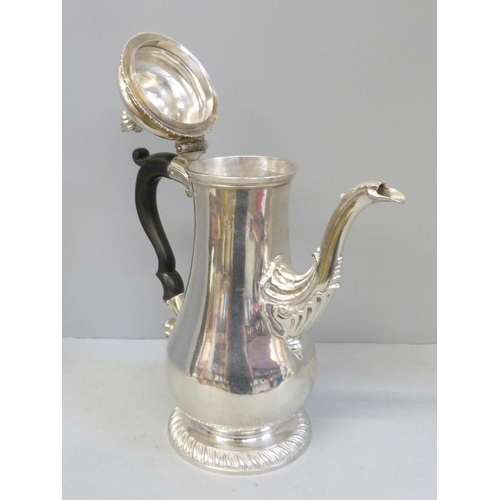 748 - A George III John Swift silver coffee pot, London 1763, 1055g, 29cm