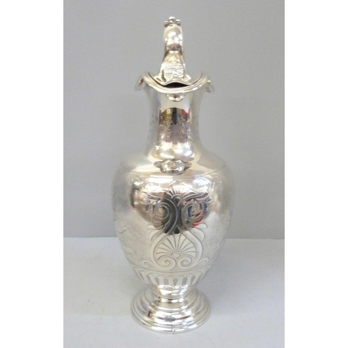 749 - A Victorian silver claret jug, London 1852, Edward & John Barnard, boxed, 772g, 31cm