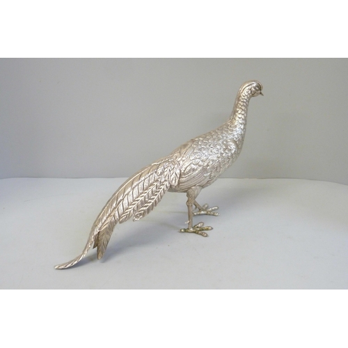 755 - A Spanish silver model of a pheasant, 240g, height 20.5cm, repaired