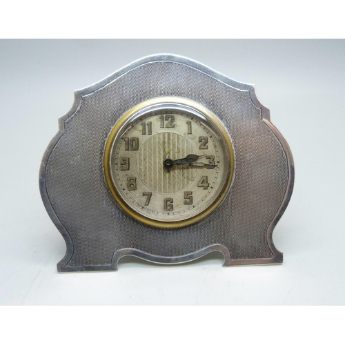 757 - A silver mounted clock, Birmingham 1930, 10cm wide