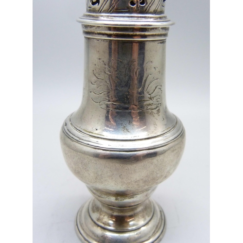 772 - A George II silver shaker, London 1758, 97g, 14cm