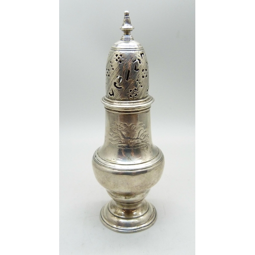 772 - A George II silver shaker, London 1758, 97g, 14cm