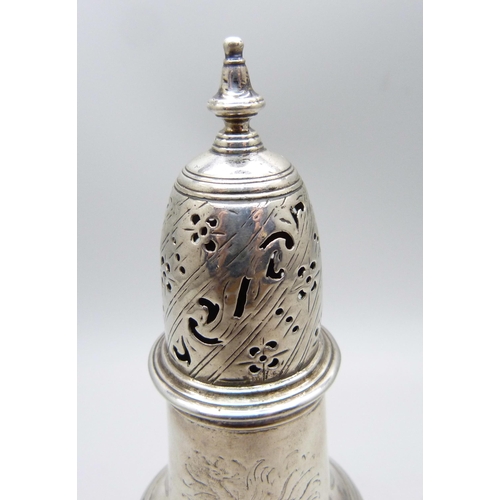 772 - A George II silver shaker, London 1758, 97g, 14cm