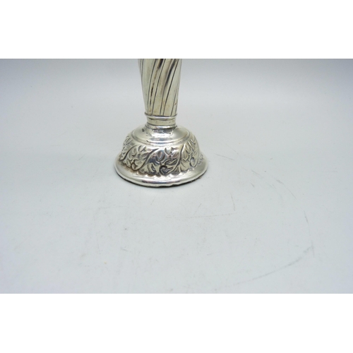 785 - A late Victorian silver vase with swag detail, London 1897, Goldsmiths and Silversmiths Co., Gibson ... 