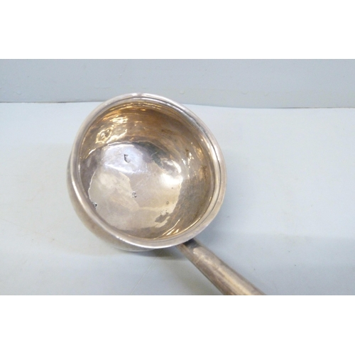 795 - A Georgian silver toddy ladle with worn London hallmark and later handle