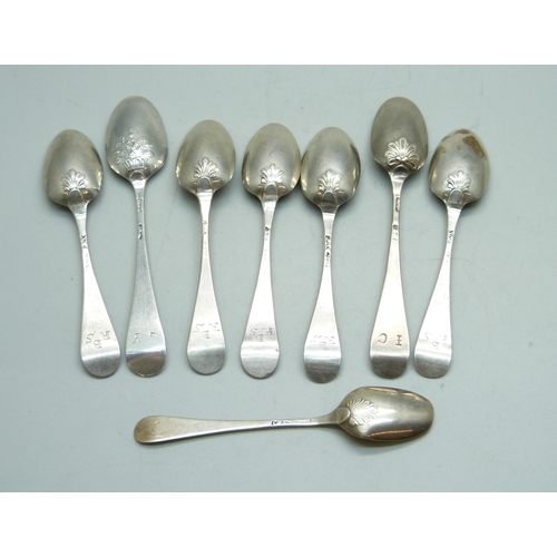 822 - A collection of eight 19th Century picture back silver spoons, 72g