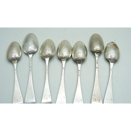 822 - A collection of eight 19th Century picture back silver spoons, 72g