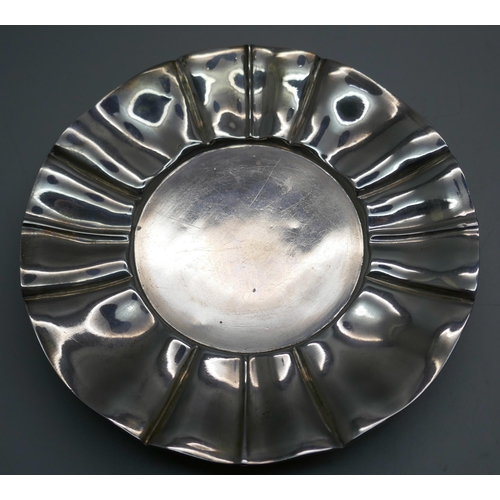 876 - A white metal tray/dish marked M. Fray and a larger white metal tray, both with continental control ... 